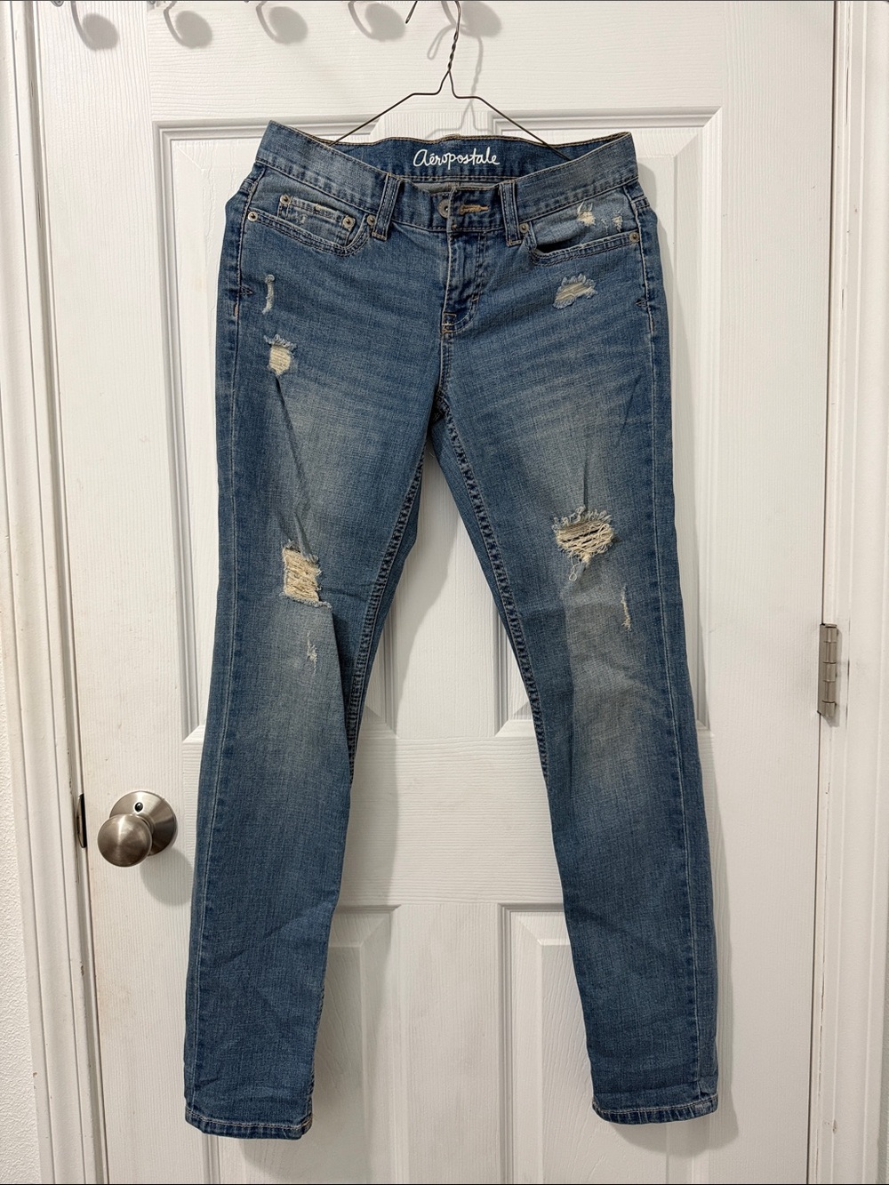 Aeropostale Women's Distressed Dark Blue Boyfriend Jeans Size 00 regular